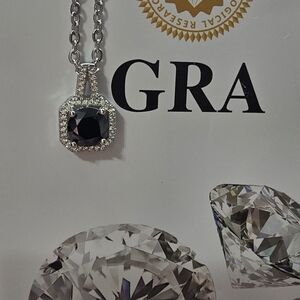 Elegant Silver and Black Moissanite Necklace